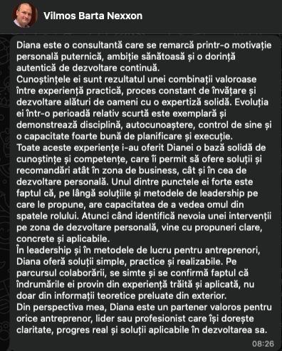 Recomandare Vilmos Barta