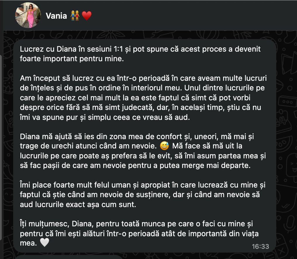 Mesaj primit de la un antreprenor cu care a lucrat Diana Crișan